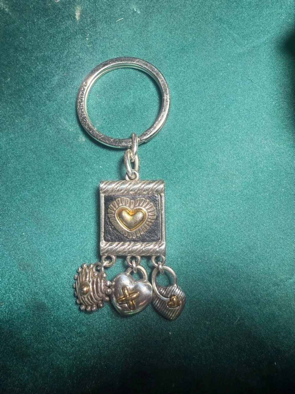 Brighton Two-Tone Heart Charm Keychain‎ in Silver and Gold
